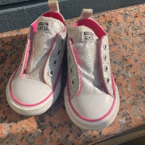 pink and silver sneakers